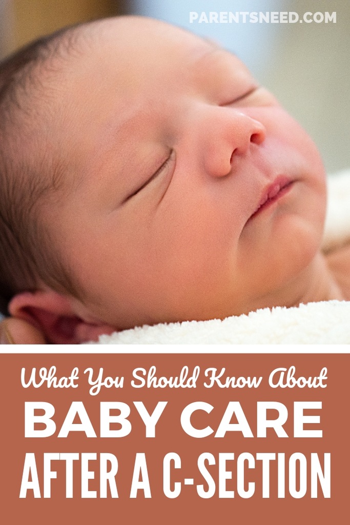 Baby napping after a cesarean birth