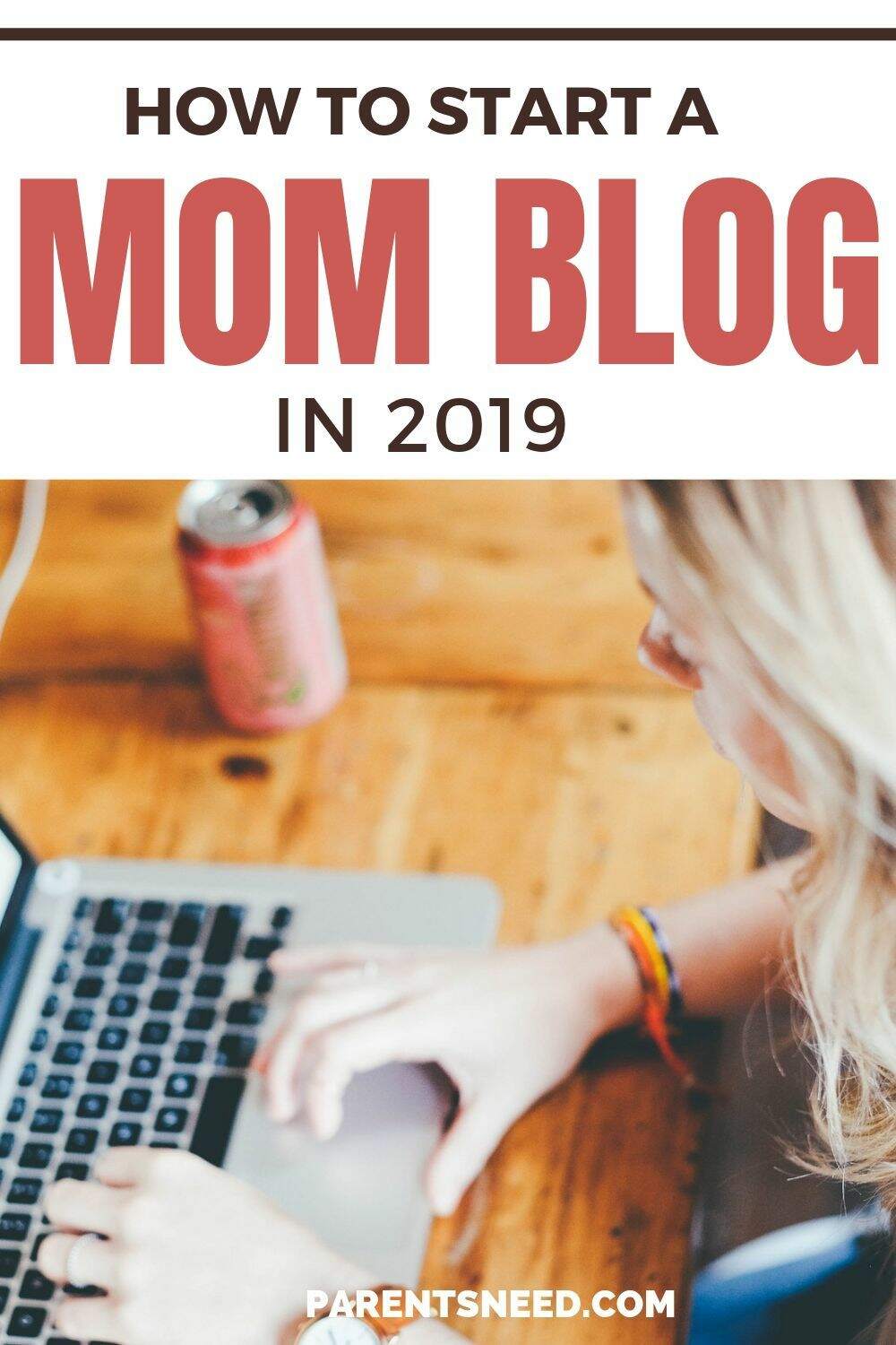 A mom blogging on her computer