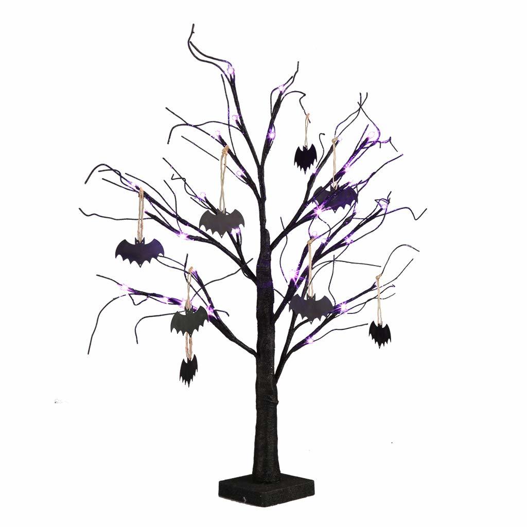 spooky lit up halloween tree
