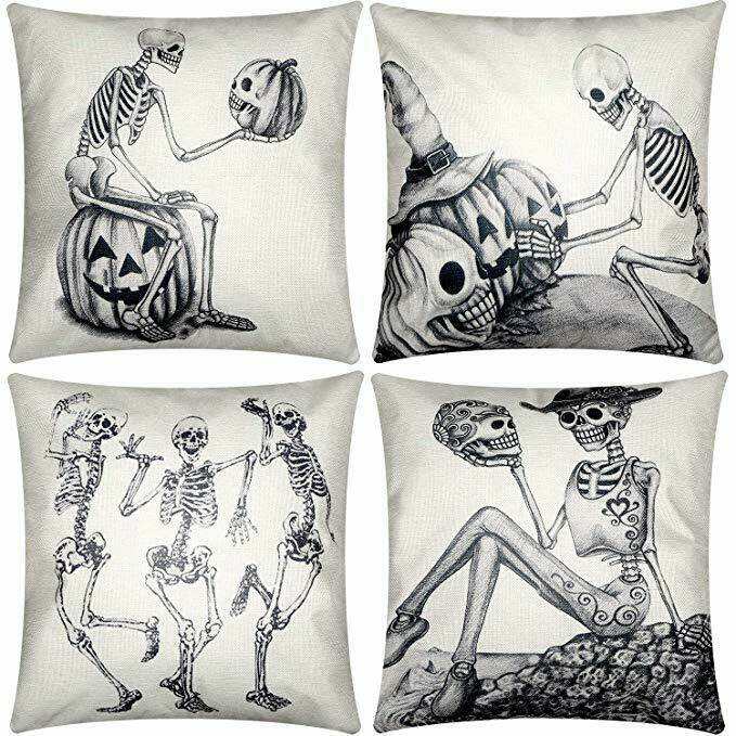 4 halloween themed pillow cases