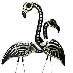 lawn skeleton flamingo halloween decoration