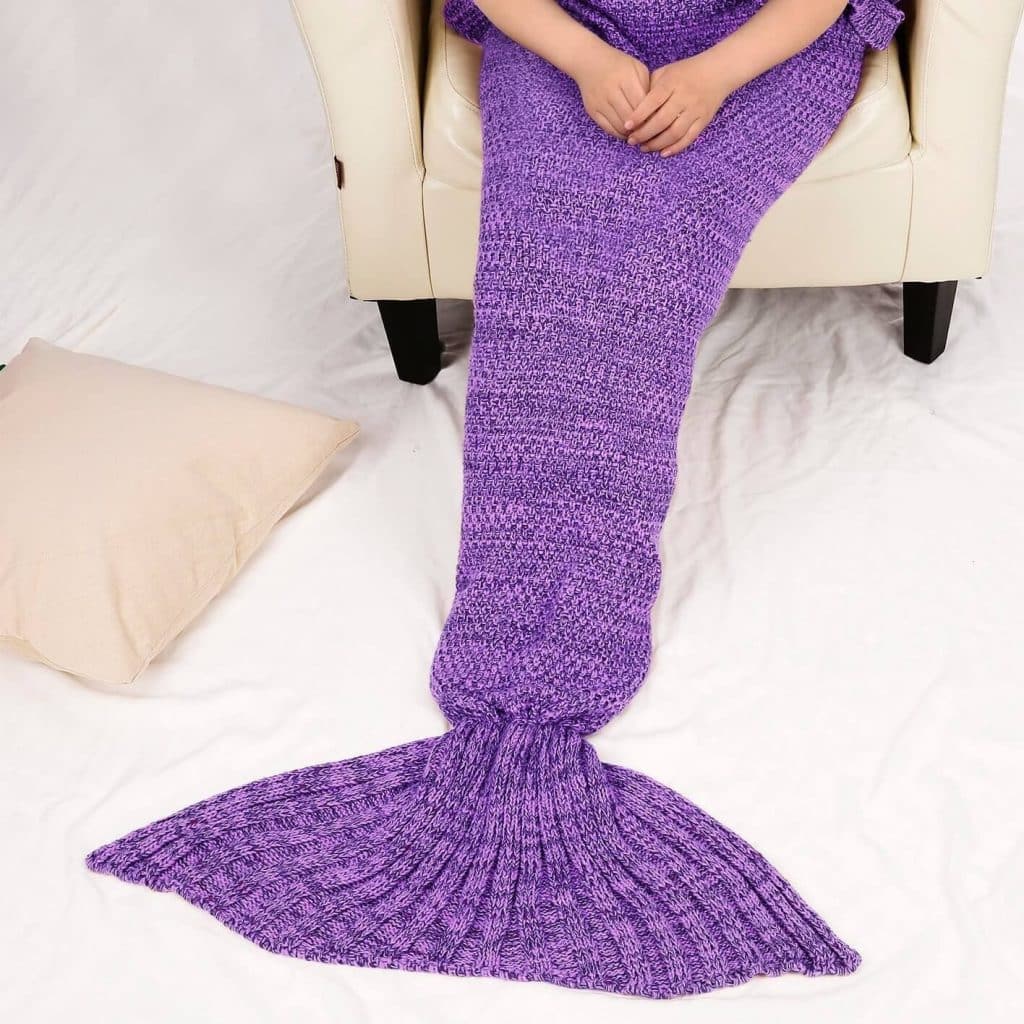 Battop Mermaid Tail Knitted Blanket