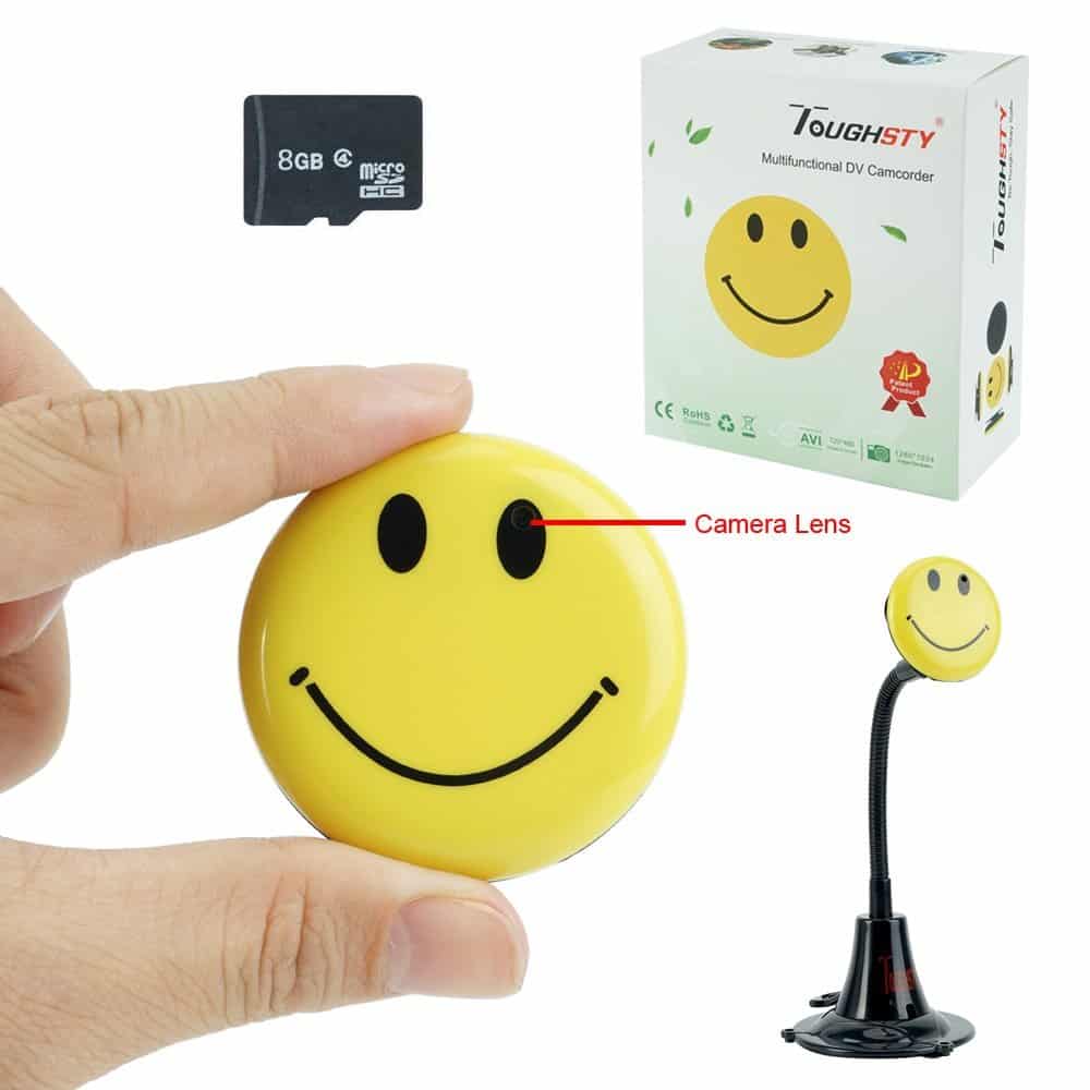 Toughsty Mini Hidden Camera Smiley Face Badge