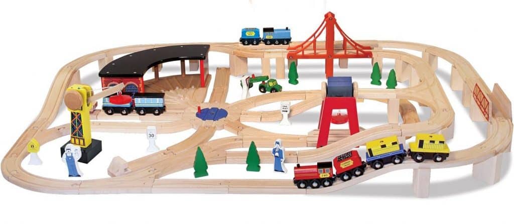 Melissa & Doug Deluxe Wooden Railway Train Set