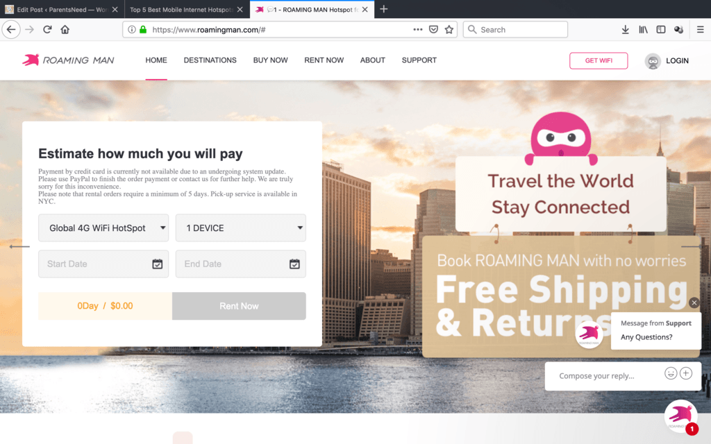 roaming man mobile internet