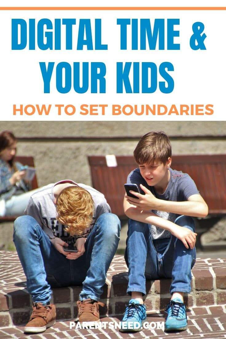 Two kids sitting on a step using their mobile phones